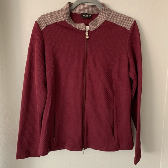 Golfino merlot collared zip up golf jacket L/12 - Picture 1 of 6